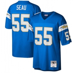 Men Los Angeles Chargers 55 Junior Seau Light Blue M&N Throwback Jersey