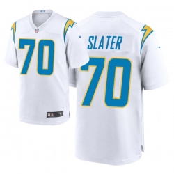 Men Los Angeles Chargers 70 Rashawn Slater 2021 NFL Draft Game Jersey   White