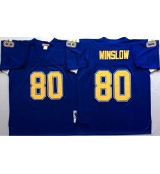 Men Los Angeles Chargers 80 Kellen Winslow Blue M&N Throwback Jersey