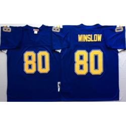 Men Los Angeles Chargers 80 Kellen Winslow Blue M&N Throwback Jersey