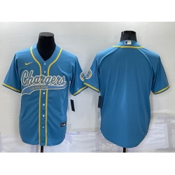 Men Los Angeles Chargers Blank Blue Cool Base Stitched Baseball Jersey