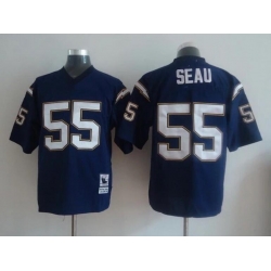 Men Los Angeles Chargers Junior Seau #55 Mitchell Ness Throwback Jersey