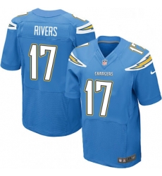 Men Nike Los Angeles Chargers 17 Philip Rivers New Elite Electric Blue Alternate NFL Jersey