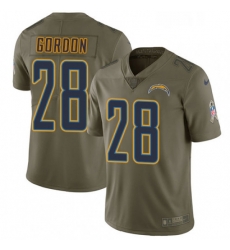 Men Nike Los Angeles Chargers 28 Melvin Gordon Limited Olive 2017 Salute to Service NFL Jersey