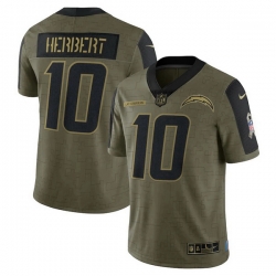 Men's Los Angeles Chargers Justin Herbert Nike Olive 2021 Salute To Service Limited Player Jersey