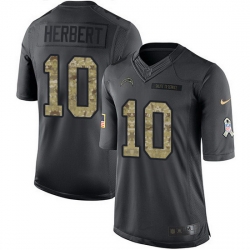 Nike Chargers 10 Justin Herbert Black Men Stitched NFL Limited 2016 Salute to Service Jersey