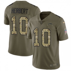 Nike Chargers 10 Justin Herbert Olive Camo Men Stitched NFL Limited 2017 Salute To Service Jersey