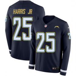 Nike Chargers 25 Chris Harris Jr Navy Blue Team Color Men Stitched NFL Limited Therma Long Sleeve Jersey