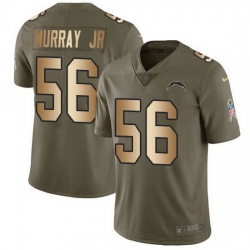 Nike Chargers 56 Kenneth Murray Jr Olive Gold Men Stitched NFL Limited 2017 Salute To Service Jersey