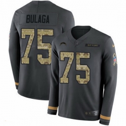 Nike Chargers 75 Bryan Bulaga Anthracite Salute to Service Men Stitched NFL Limited Therma Long Sleeve Jersey