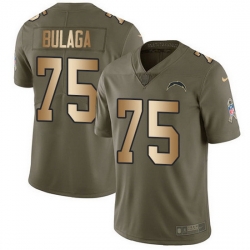 Nike Chargers 75 Bryan Bulaga Olive Gold Men Stitched NFL Limited 2017 Salute To Service Jersey
