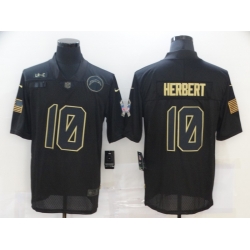 Nike Los Angeles Chargers 10 Justin Herbert Black 2020 Salute To Service Limited Jersey