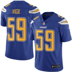 Nike Los Angeles Chargers 59 Nick Vigil Electric Blue Men Stitched NFL Limited Rush Jersey