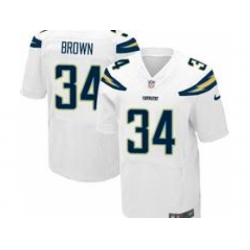 Nike San Diego Chargers 34 Donald Brown White Elite NFL Jersey
