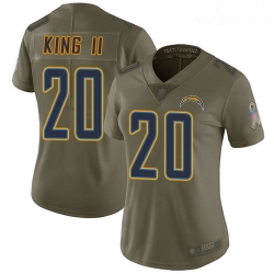 Chargers #20 Desmond King II Olive Women Stitched Football Limited 2017 Salute to Service Jersey