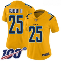 Chargers #25 Melvin Gordon III Gold Women Stitched Football Limited Inverted Legend 100th Season Jersey