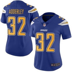 Chargers 32 Nasir Adderley Electric Blue Women Stitched Football Limited Rush Jersey