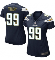 Chargers 99 Jerry Tillery Navy Blue Team Color Women Stitched Football Elite Jersey