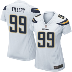 Chargers 99 Jerry Tillery White Women Stitched Football Elite Jersey