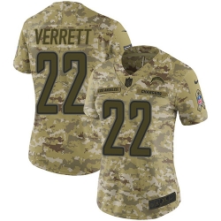 Nike Chargers #22 Jason Verrett Camo Women Stitched NFL Limited 2018 Salute to Service Jersey