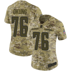Nike Chargers #76 Russell Okung Camo Women Stitched NFL Limited 2018 Salute to Service Jersey