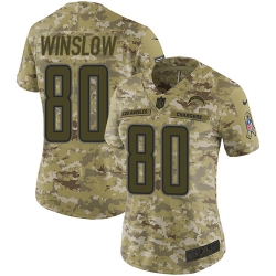 Nike Chargers #80 Kellen Winslow Camo Women Stitched NFL Limited 2018 Salute to Service Jersey