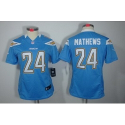 Nike Women San Diego Charger #24 Mathews Light Blue Color[NIKE LIMITED Jersey]