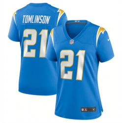 Women Los Angeles Chargers 21 LaDainian Tomlinson Blue Stitched Game Jersey