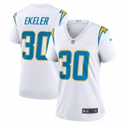 Women Los Angeles Chargers 30 Austin Ekeler White Stitched Game Jersey
