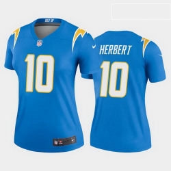 Women Nike Los Angeles Chargers 10 Justin Herbert Light Blue Alternate Vapor Limited Jersey