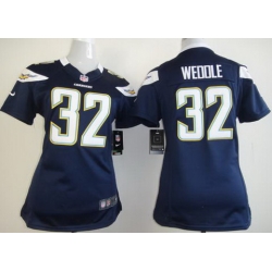 Women Nike San Diego Chargers 32 Eric Weddle Dark Blue NFL Jerseys