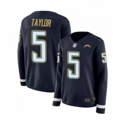 Womens Los Angeles Chargers 5 Tyrod Taylor Limited Navy Blue Therma Long Sleeve Football Jersey