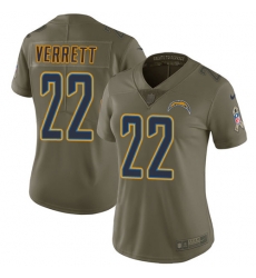 Womens Nike Chargers #22 Jason Verrett Olive  Stitched NFL Limited 2017 Salute to Service Jersey