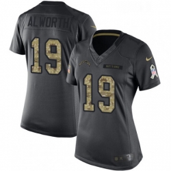 Womens Nike Los Angeles Chargers 19 Lance Alworth Limited Black 2016 Salute to Service NFL Jersey