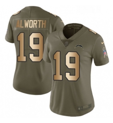 Womens Nike Los Angeles Chargers 19 Lance Alworth Limited OliveGold 2017 Salute to Service NFL Jersey