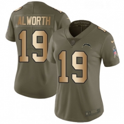 Womens Nike Los Angeles Chargers 19 Lance Alworth Limited OliveGold 2017 Salute to Service NFL Jersey