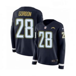 Womens Nike Los Angeles Chargers 28 Melvin Gordon Limited Navy Blue Therma Long Sleeve NFL Jersey