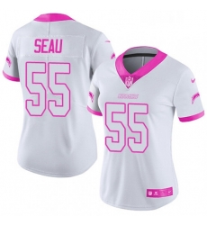 Womens Nike Los Angeles Chargers 55 Junior Seau Limited WhitePink Rush Fashion NFL Jersey