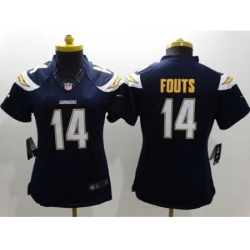 Womens Nike San Diego Chargers #14 Dan Fouts Navy Blue Team Color Stitched NFL Limited Jersey
