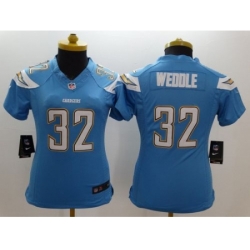 Women's Nike San Diego Chargers #32 Eric Weddle Electric Blue Alternate Stitched NFL Limited Jersey