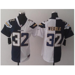 Women's Nike San Diego Chargers #32 Eric Weddle Navy Blue White Stitched NFL Elite Split Jersey