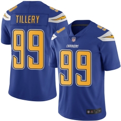 Chargers 99 Jerry Tillery Electric Blue Youth Stitched Football Limited Rush Jersey
