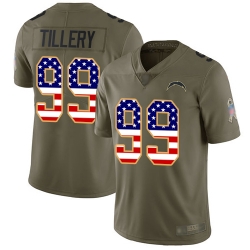 Chargers 99 Jerry Tillery Olive USA Flag Youth Stitched Football Limited 2017 Salute to Service Jersey