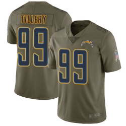 Chargers 99 Jerry Tillery Olive Youth Stitched Football Limited 2017 Salute to Service Jersey