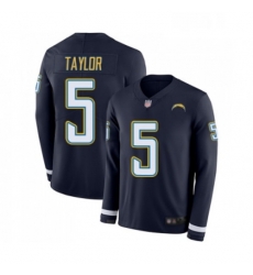 Youth Los Angeles Chargers 5 Tyrod Taylor Limited Navy Blue Therma Long Sleeve Football Jersey