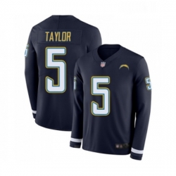 Youth Los Angeles Chargers 5 Tyrod Taylor Limited Navy Blue Therma Long Sleeve Football Jersey