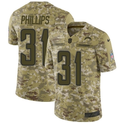 Youth Nike Chargers 31 Adrian Phillips Camo Stitched NFL Limited 2018 Salute to Service Jersey