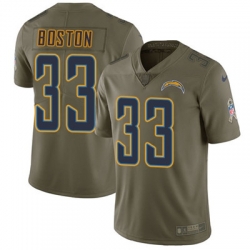 Youth Nike Chargers #33 Tre Boston Olive Stitched NFL Limited 2017 Salute to Service Jersey