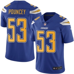 Youth Nike Chargers 53 Mike Pouncey Electric Blue Stitched NFL Limited Rush Jersey