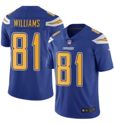 Youth Nike Chargers #81 Mike Williams Electric Blue Stitched NFL Limited Rush Jersey